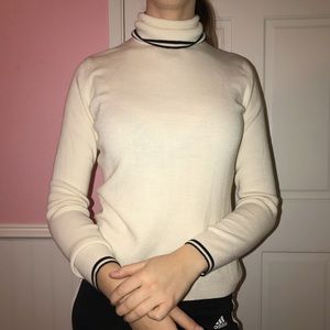 White with black stripes turtle neck